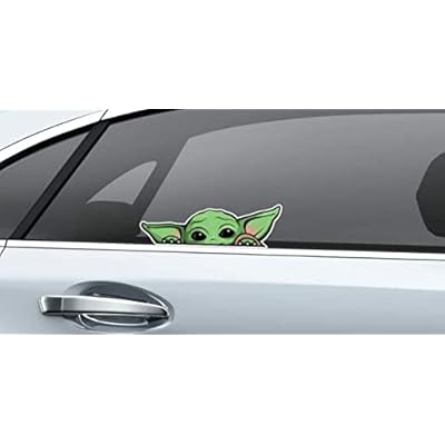 2 Pack  Peeking Baby Yoda Vinyl Decal Sticker for Cars Trucks Vans SUVs Walls Windows Laptops Notebooks Cups Bottles Size 5 x 2.5 inch