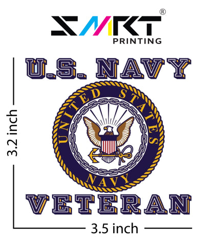 Clear Background Navy Veteran with Seal 3.5 inch Clear Decal