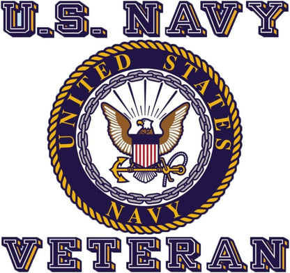 Clear Background Navy Veteran with Seal 3.5 inch Clear Decal