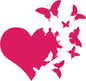 Heart with Butterflies Flying Away Vinyl Decal Sticker Car Window Bumper Die Cut 6-Inches Premium Quality UV Resistant Laminate (6-Inches, Hot Pink) JMM00265HTPNK6