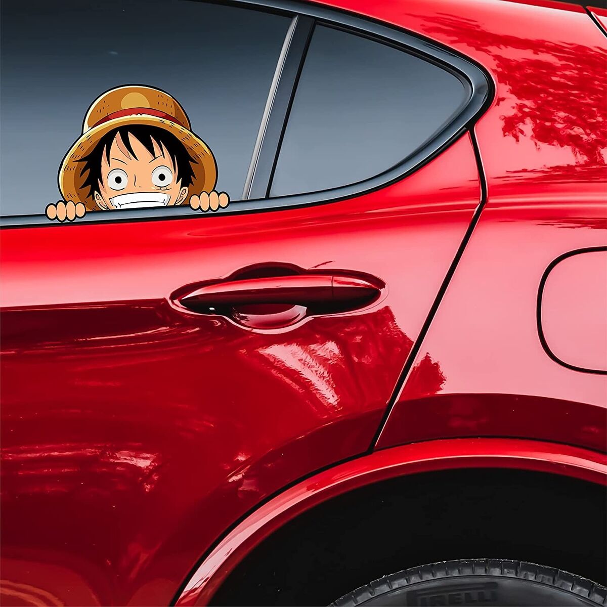 2 Pack One_Piece_Monkey-D-Luffy Peeker- Peeking Car Decals DIY Anime Motorcycle Laptop Decals Skateboard per Window StickersBike Bum